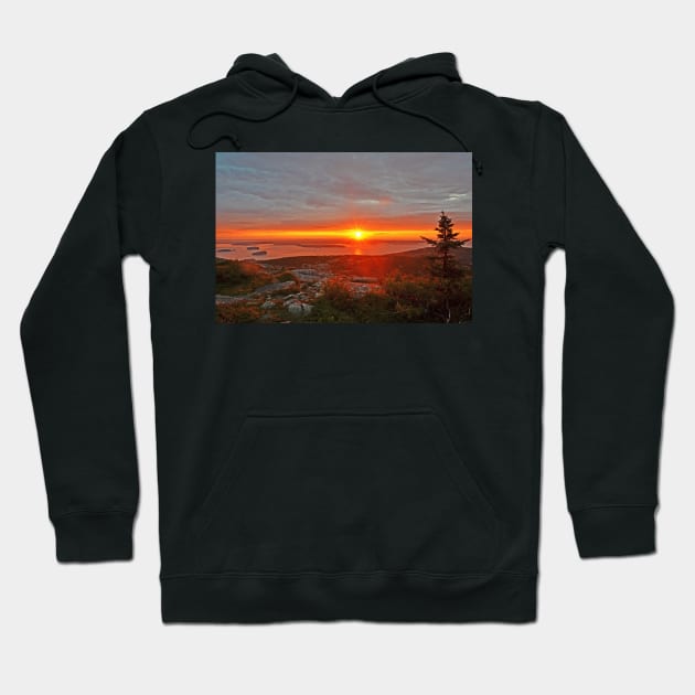 The sunrise from Cadillac Mountain in Acadia National Park Hoodie by WayneOxfordPh